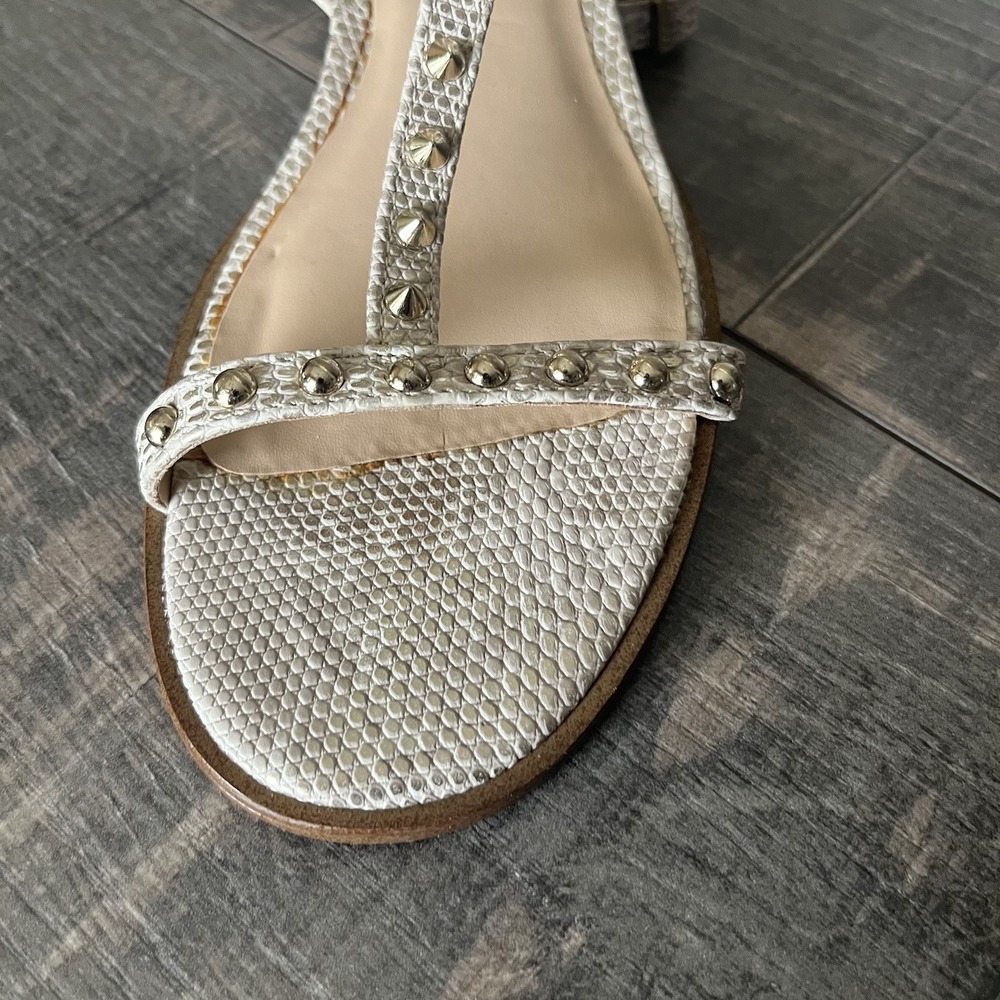Edgy Studded Gladiator Sandals Snakeskin Gold JLO Jennifer Lopez 6 Boho Chic - Picture 12 of 16